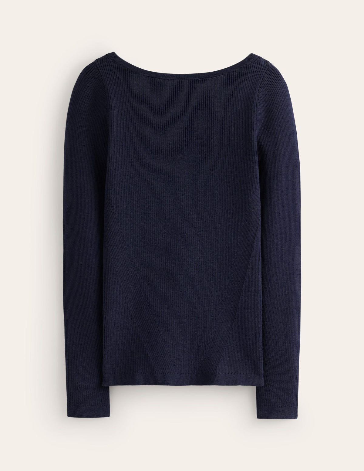 Cotton Rib Boat Neck Jumper-Navy - Image 5
