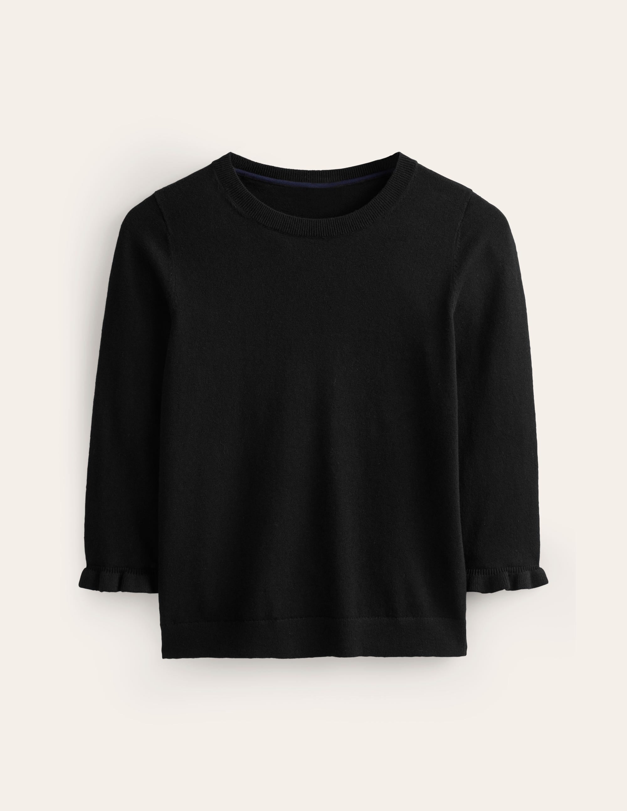 Cotton Merino Frill Jumper-Black - Image 5