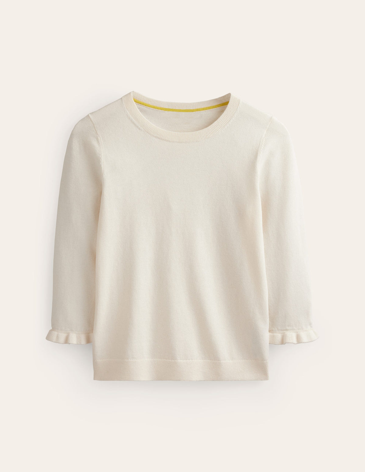 Cotton Merino Frill Jumper-Warm Ivory - Image 5