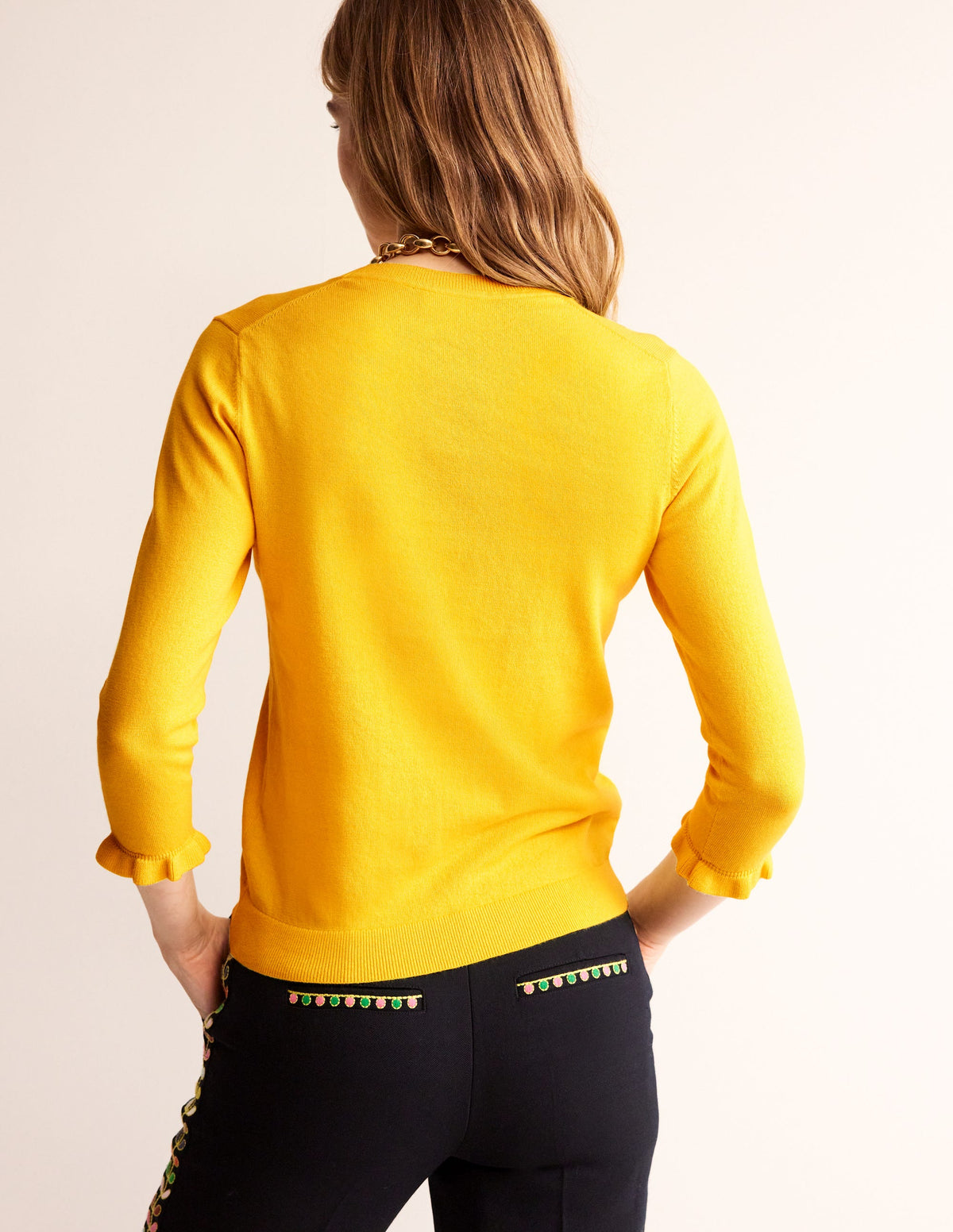 Cotton Merino Frill Jumper-Mimosa Yellow - Image 3