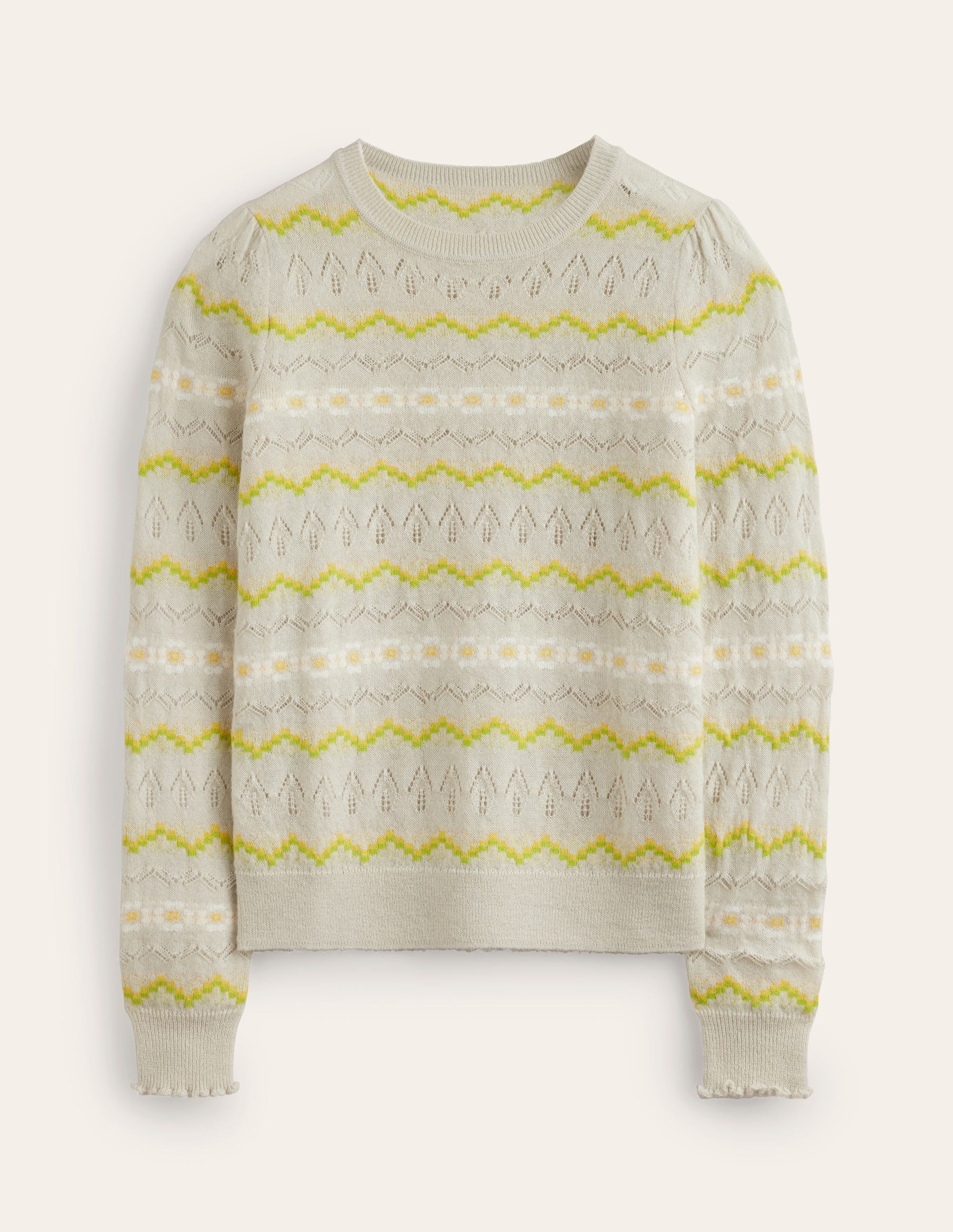 Fair Isle Fluffy Jumper-Oatmeal Melange-5