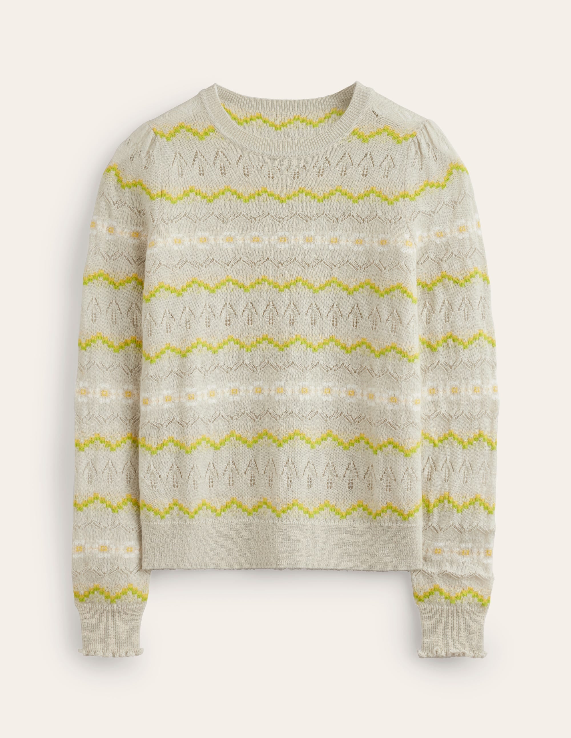 Fair Isle Fluffy Jumper-Oatmeal Melange - Image 5