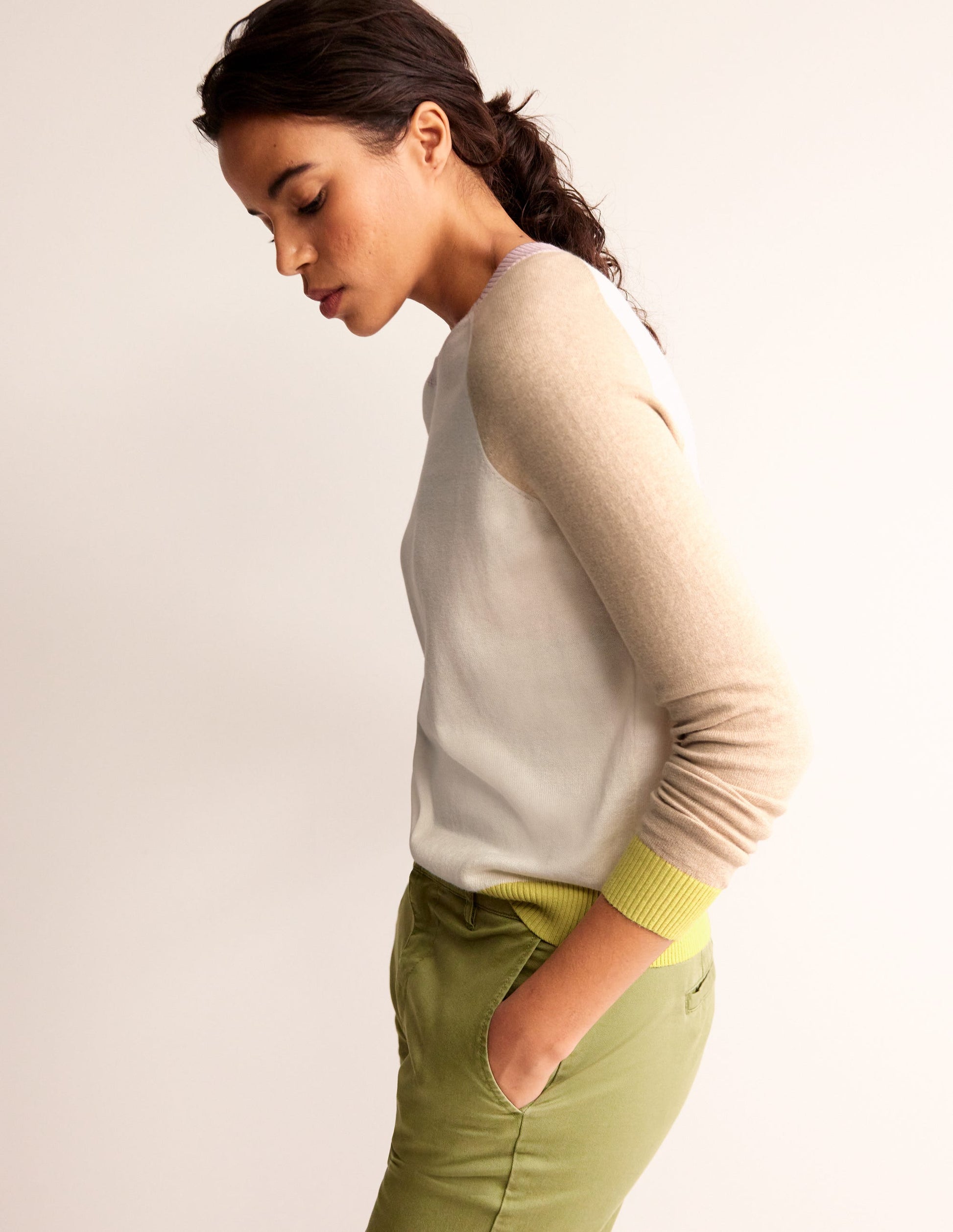 Meg Raglan Sleeve Jumper-Ivory, Chinchilla Colourblock-1
