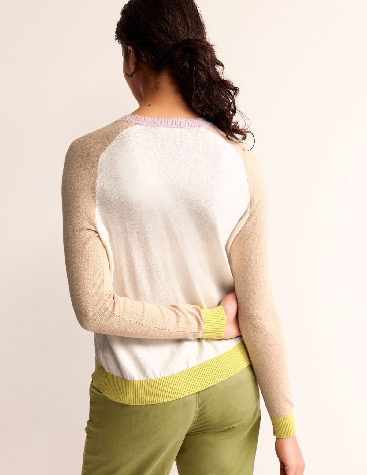 Meg Raglan Sleeve Jumper-Ivory, Chinchilla Colourblock - Image 4