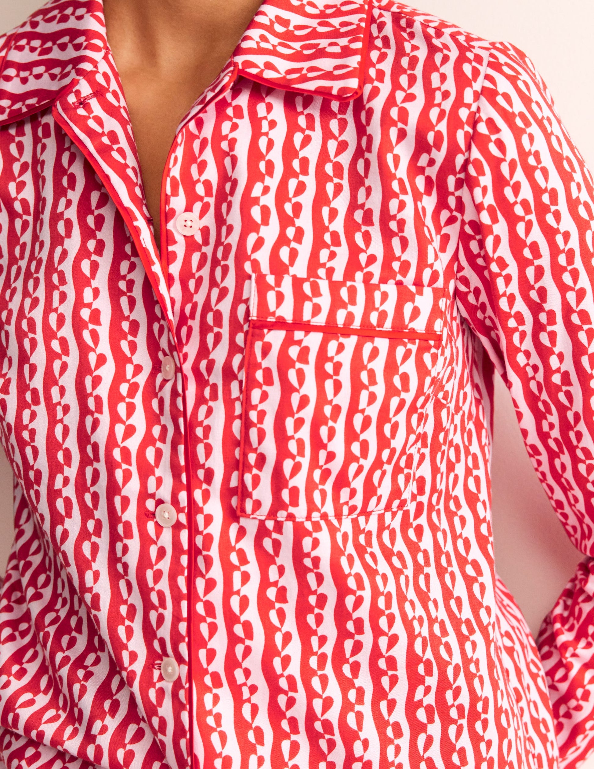 Cotton Sateen Pyjama Shirt-Orchid Pink, Abstract Heart-2