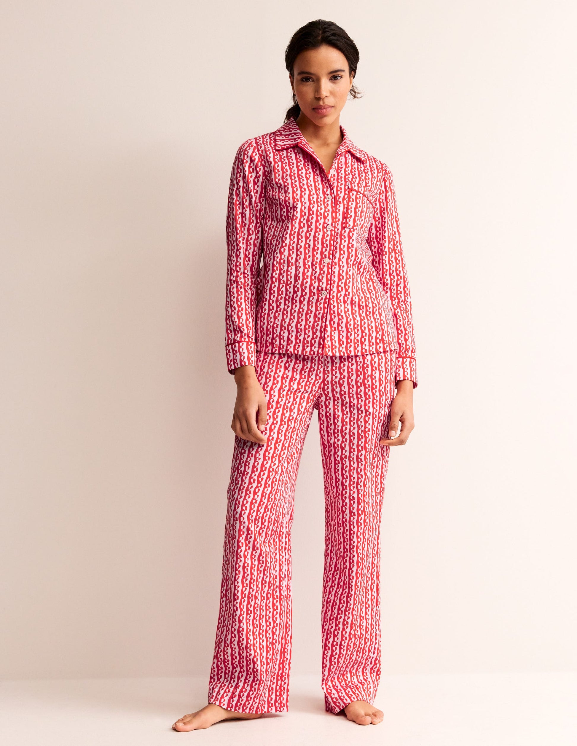 Cotton Sateen Pyjama Shirt-Orchid Pink, Abstract Heart-4