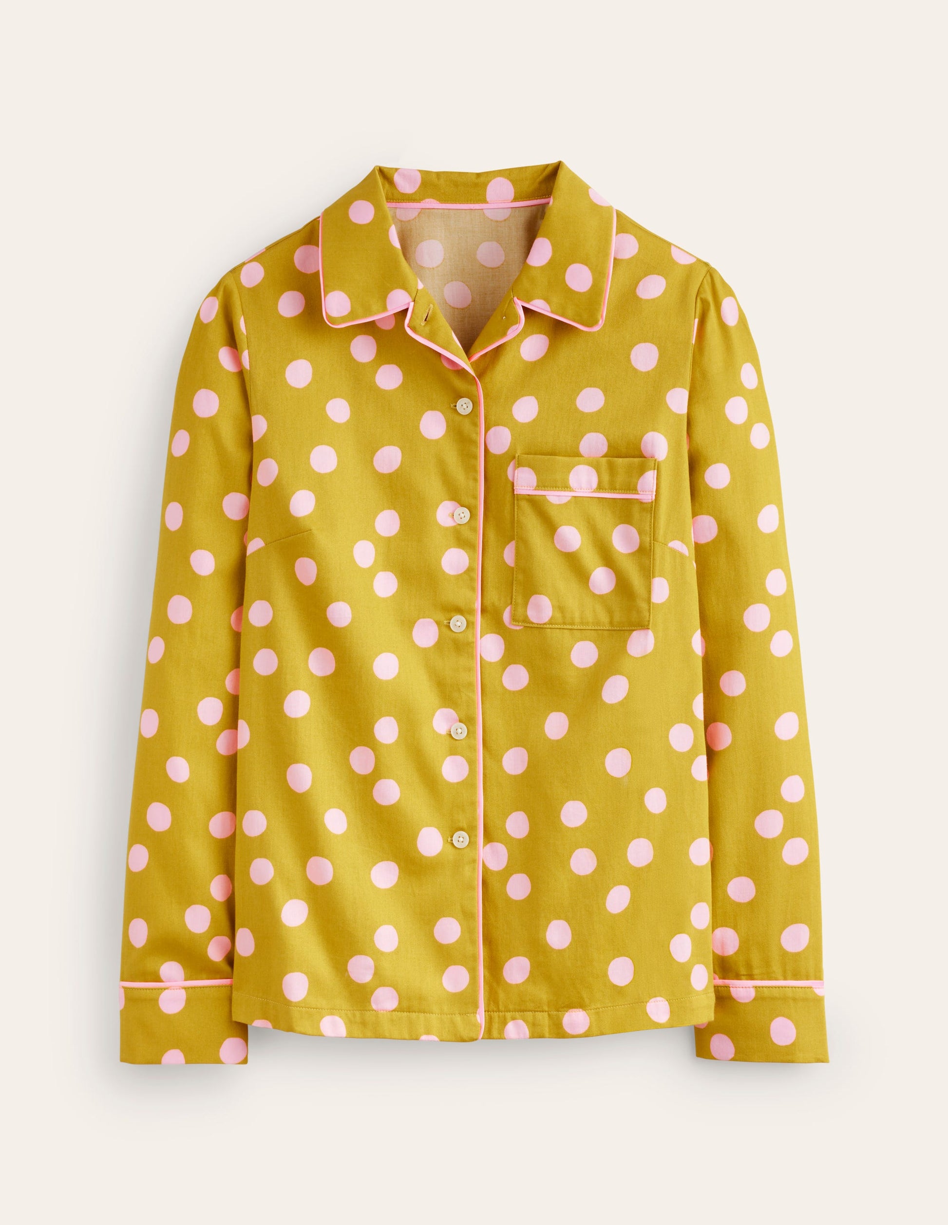 Cotton Sateen Pyjama Shirt-Antique Moss-5