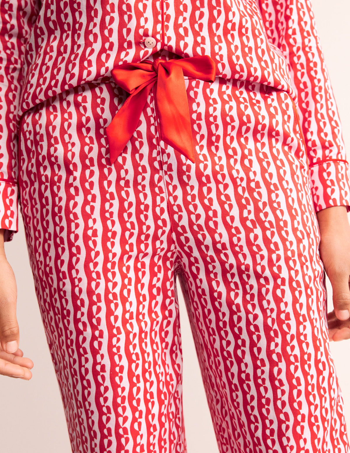 Cotton Sateen Pyjama Trousers-Orchid Pink, Abstract Heart - Image 2