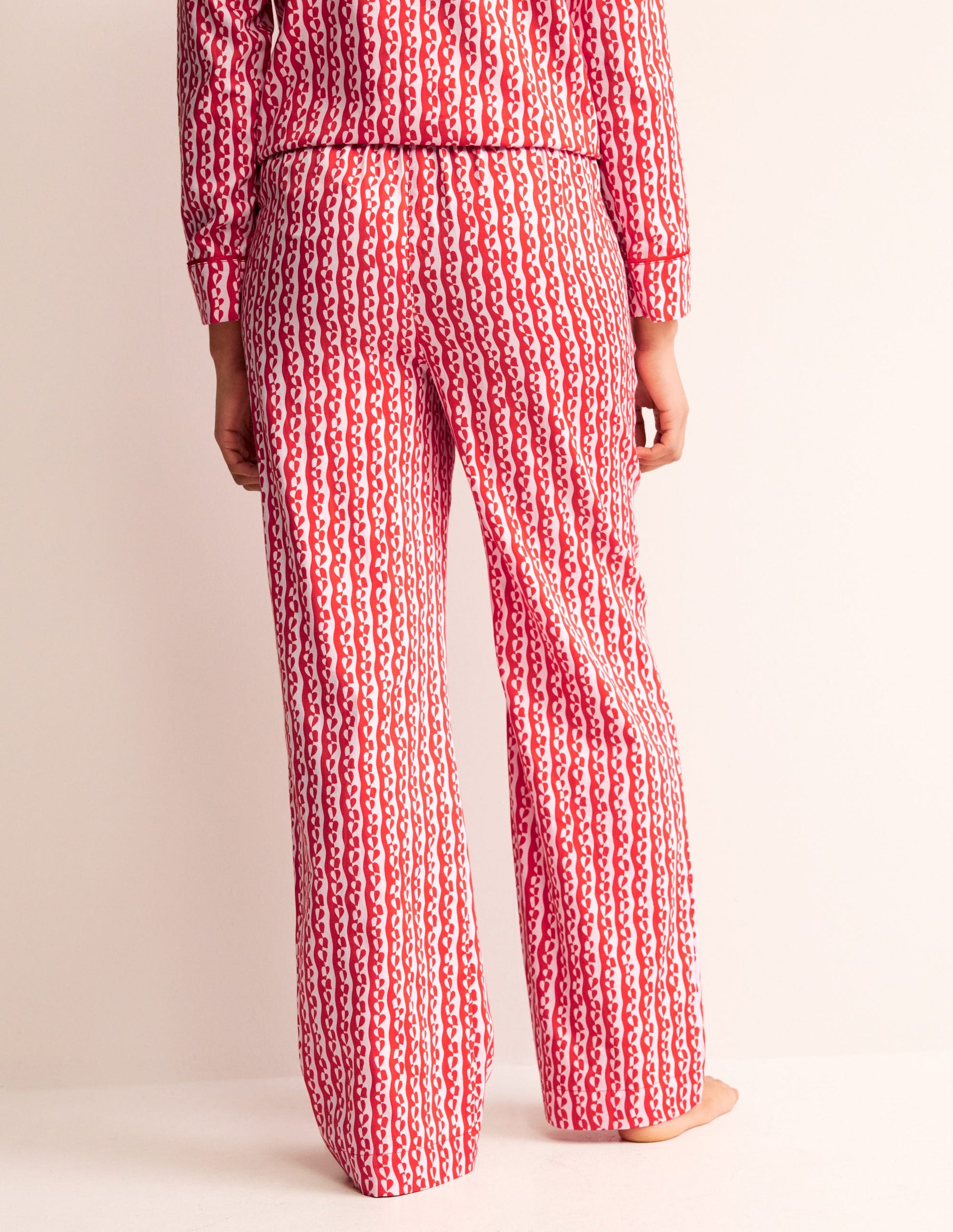 Cotton Sateen Pyjama Trousers-Orchid Pink, Abstract Heart-3