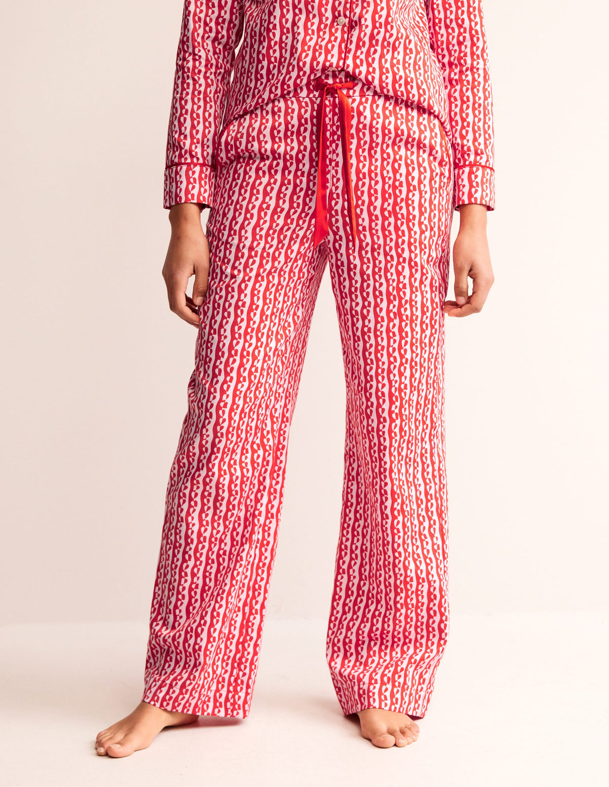Cotton Sateen Pyjama Trousers-Orchid Pink, Abstract Heart - Image 4