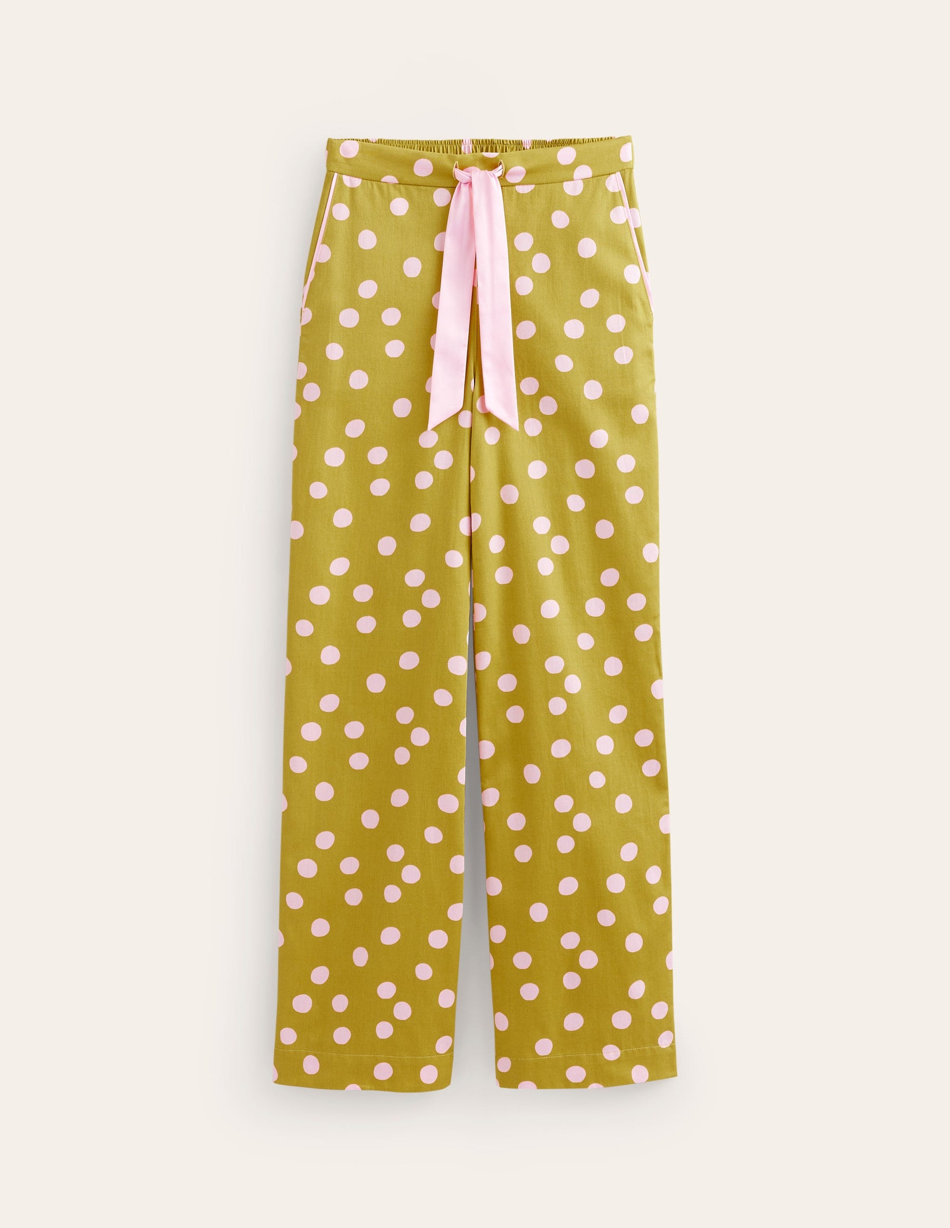 Cotton Sateen Pyjama Trousers-Antique Moss-5