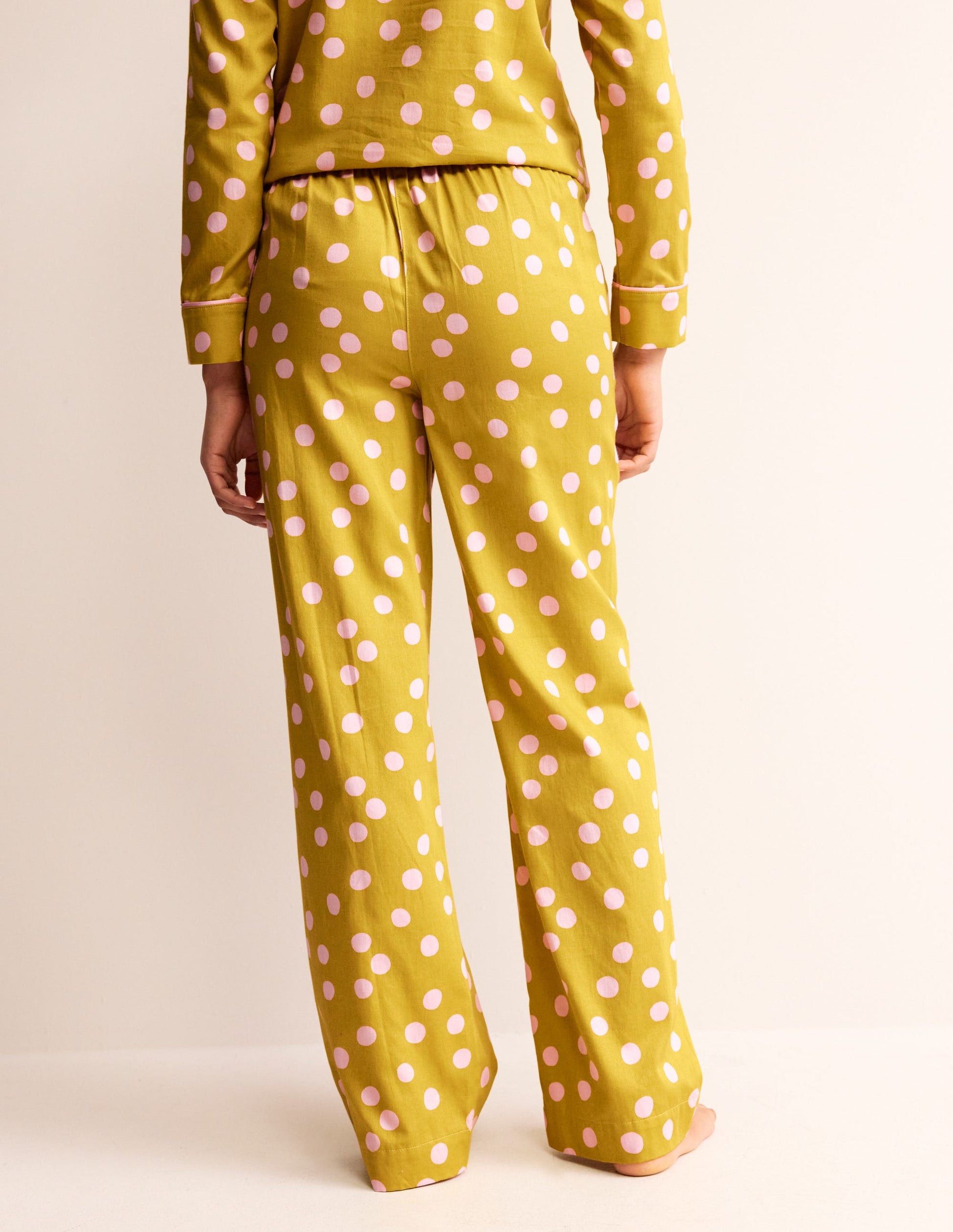 Cotton Sateen Pyjama Trousers-Antique Moss-3