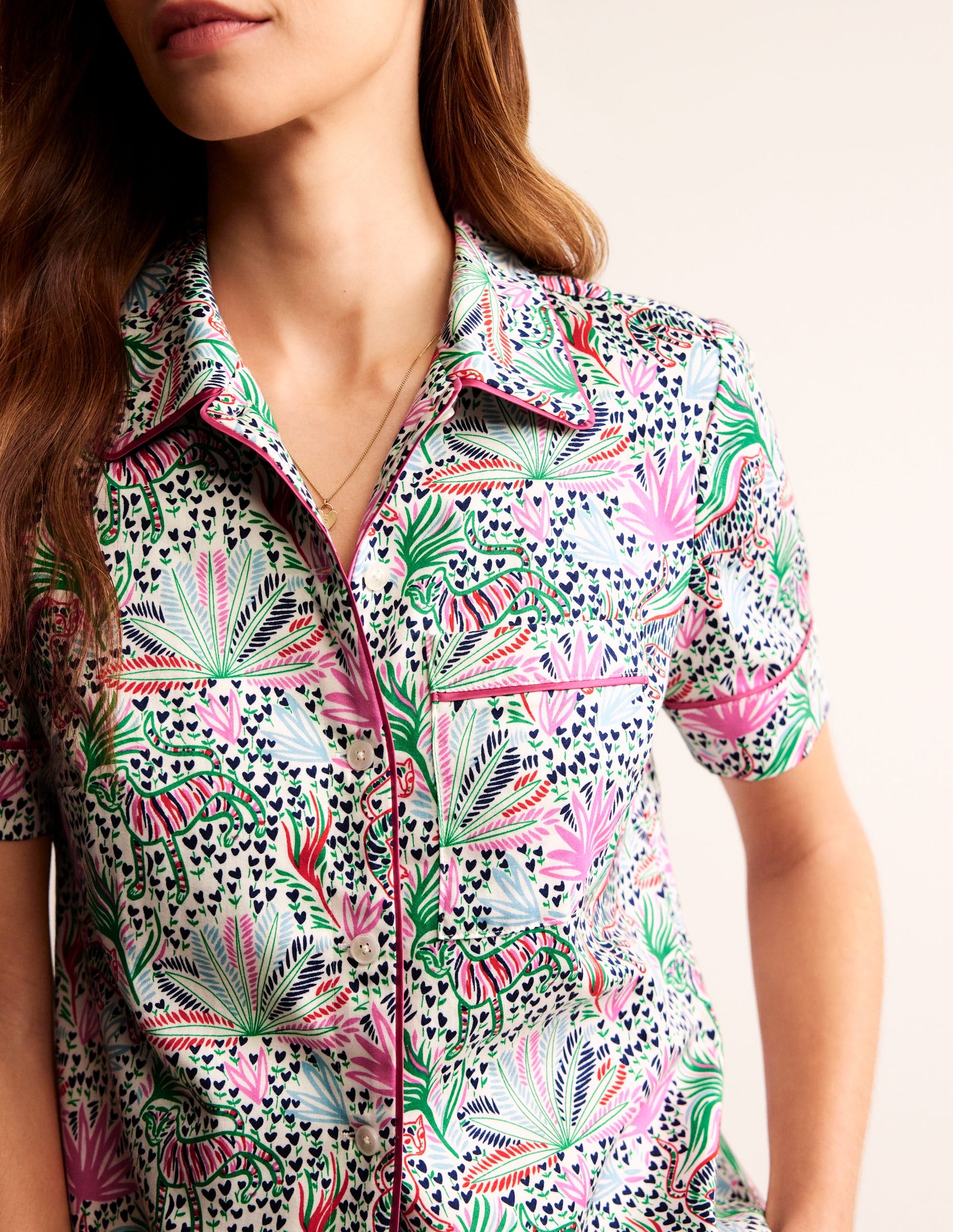 Short Sleeve Pyjama Top-Multi, Wilderness-2