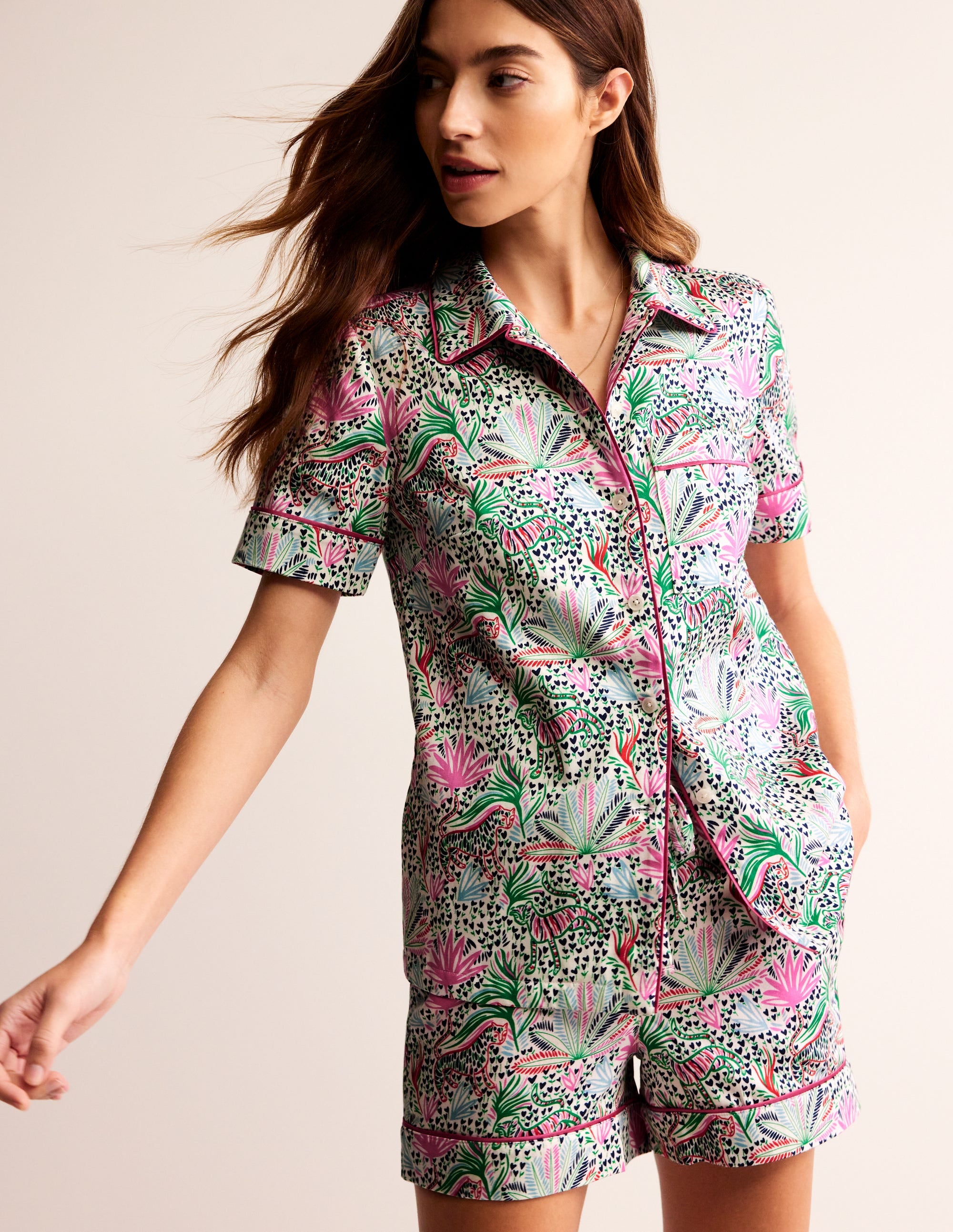 Short Sleeve Pyjama Top-Multi, Wilderness - Image 4