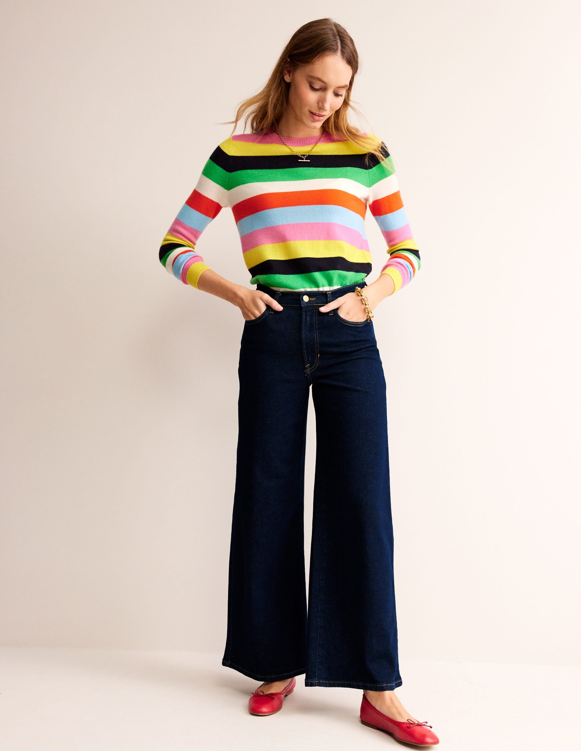 High Rise Wide Leg Jeans-Indigo - Image 1