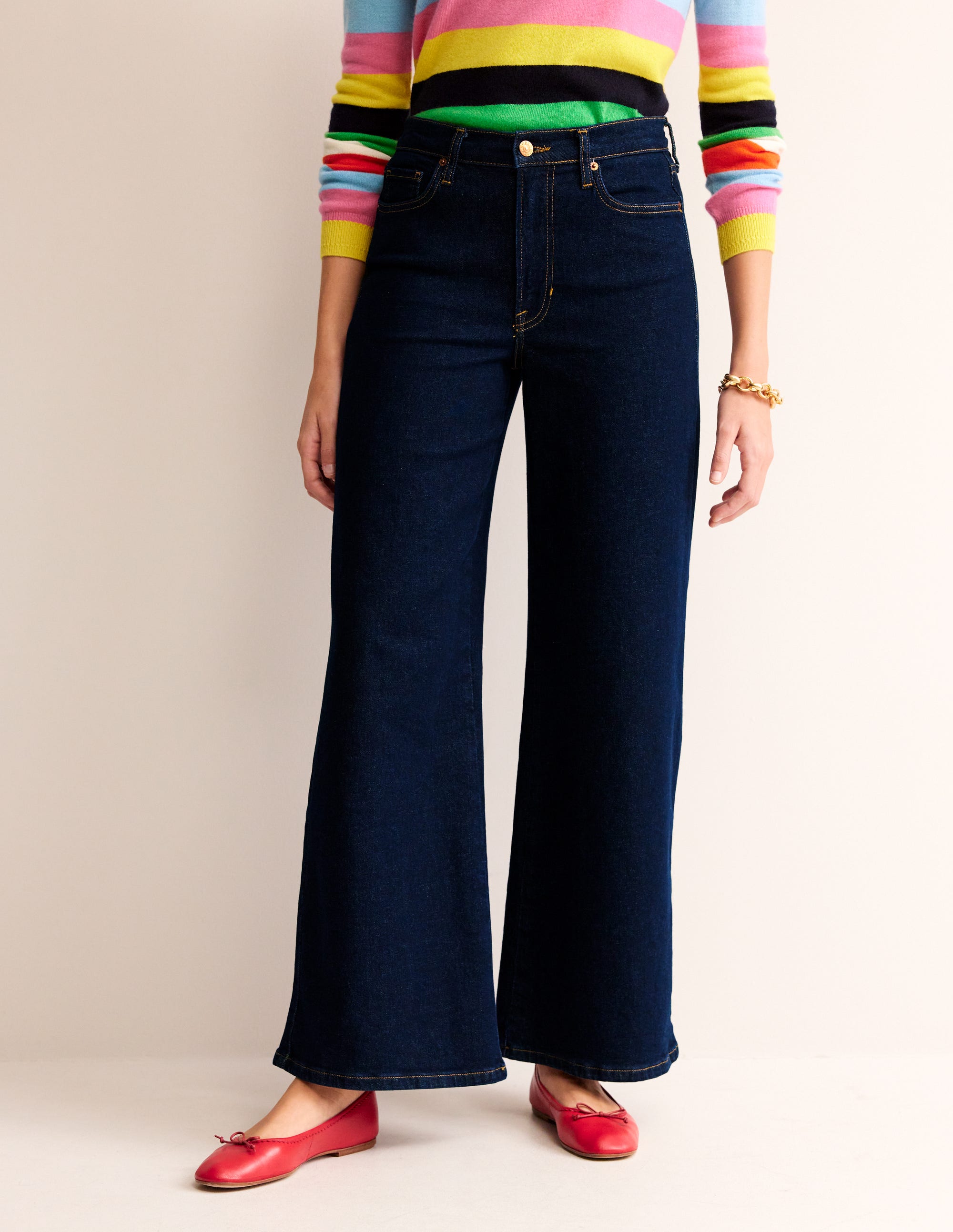 High Rise Wide Leg Jeans-Indigo | Boden UK