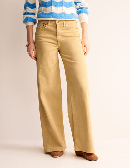 High Rise Wide Leg Jeans-Dusky Citron-4