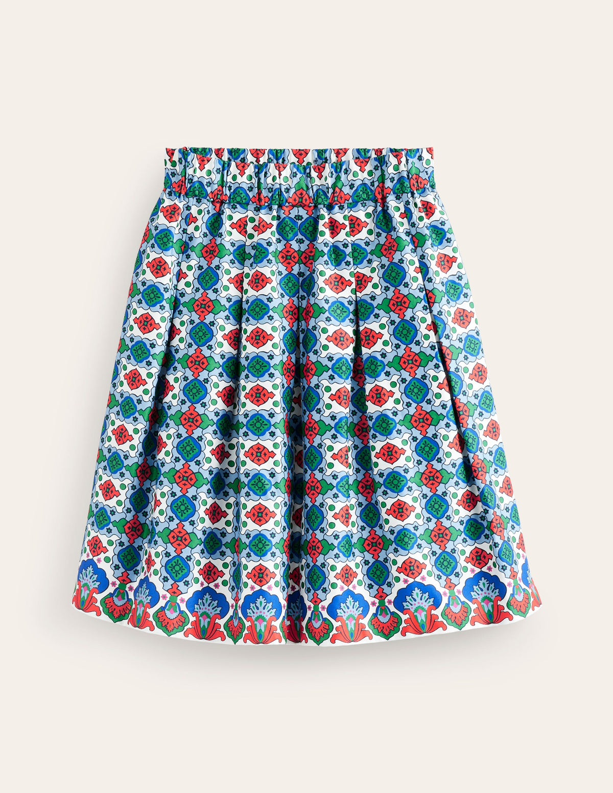 Pleated Cotton Skirt-Multi, Coastal Tile - Image 5