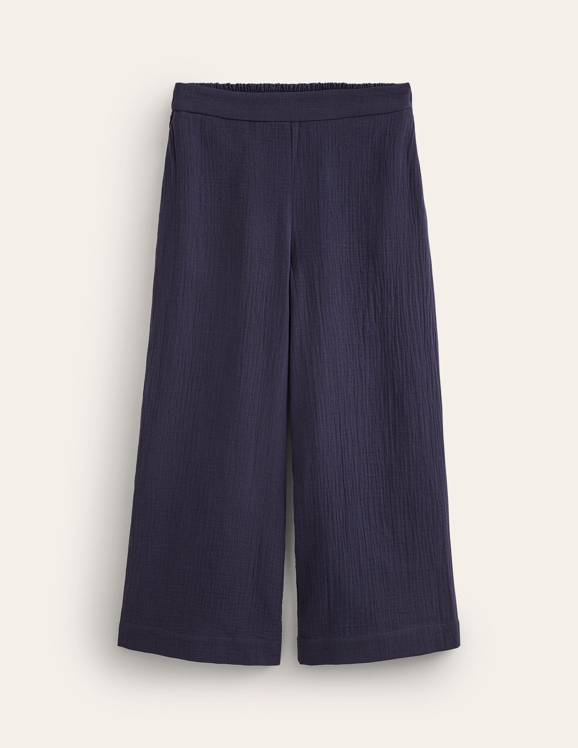 Pull-on Doublecloth Trousers-Navy-5