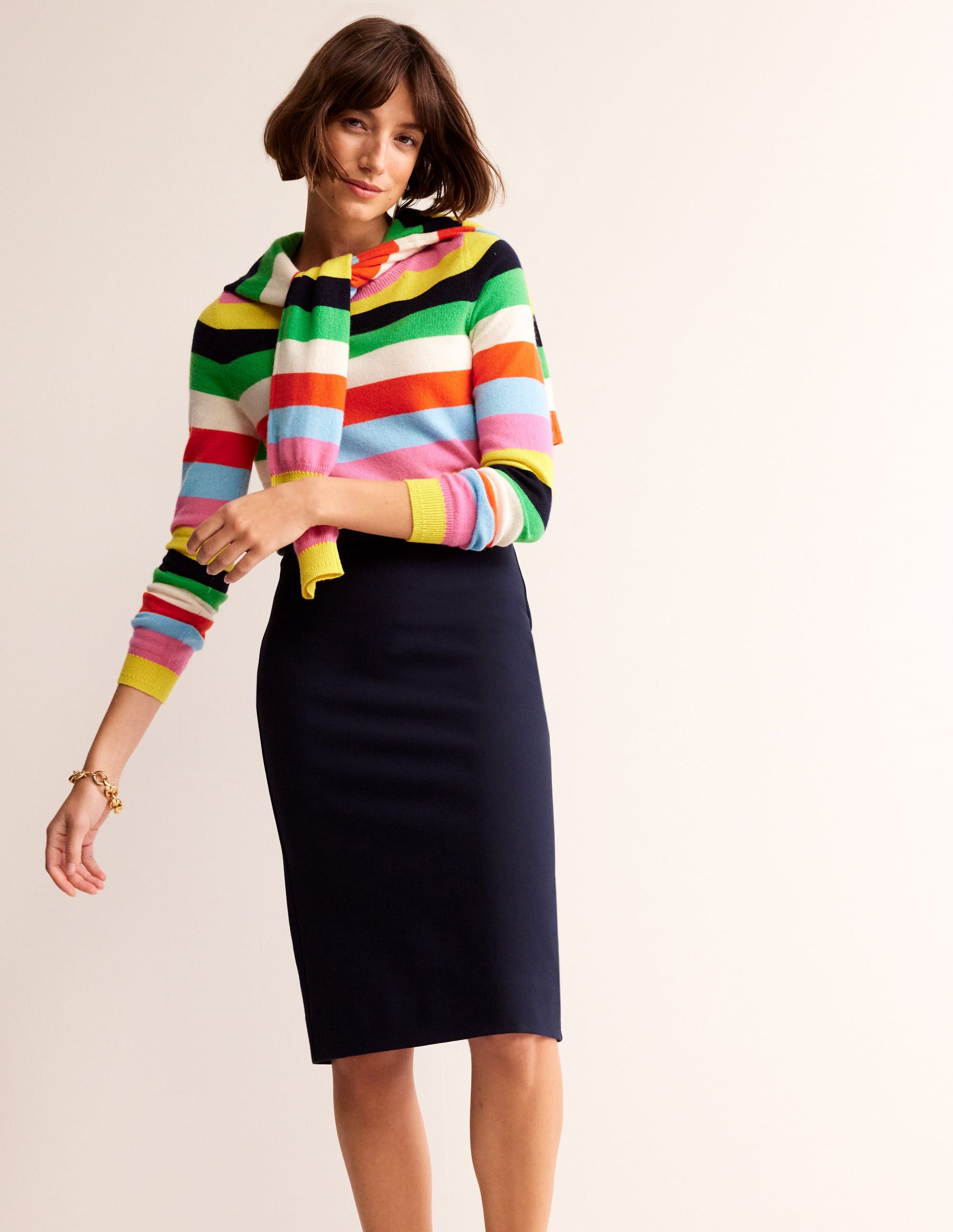Hampshire Ponte Skirt-Navy-1