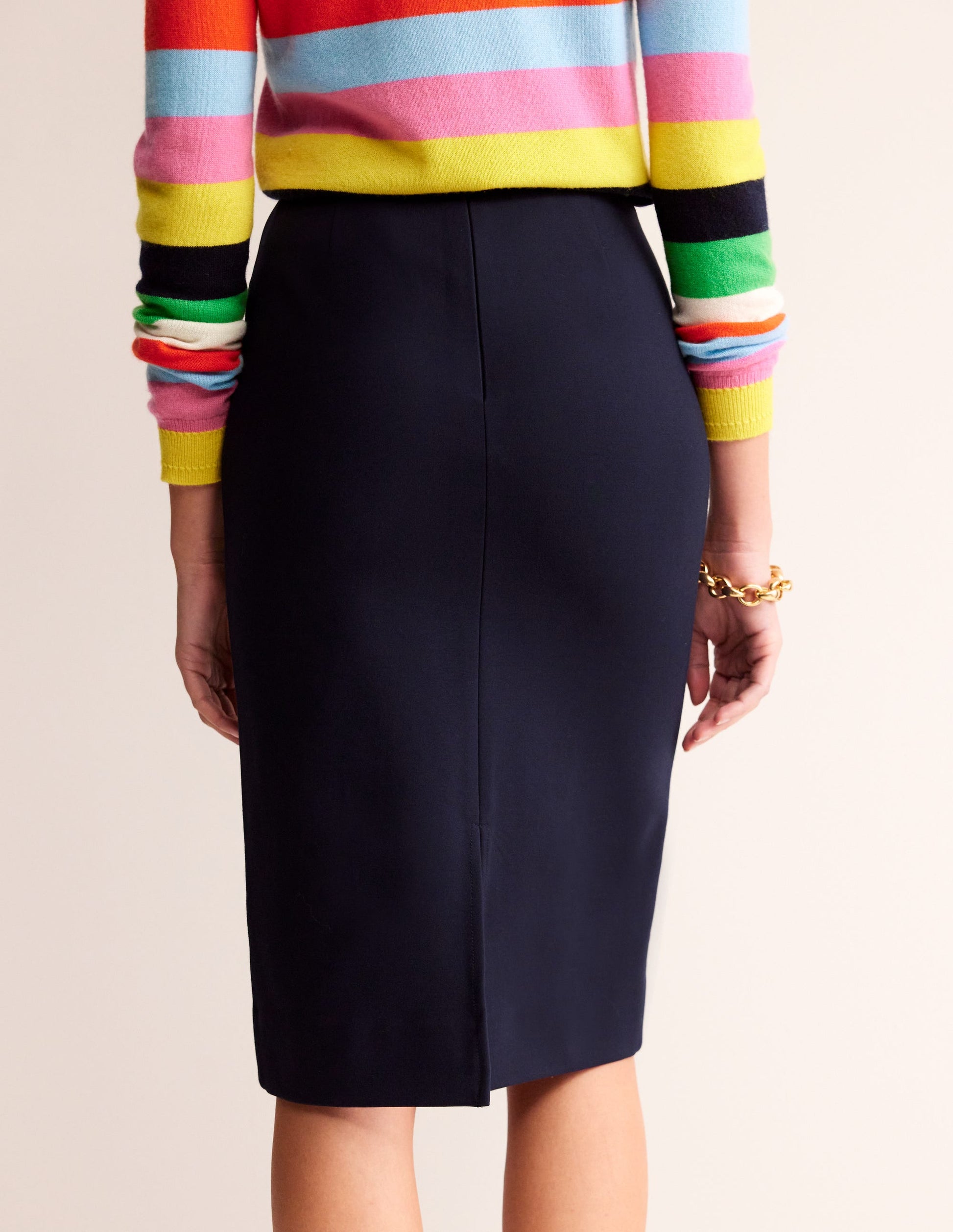Hampshire Ponte Skirt-Navy-3