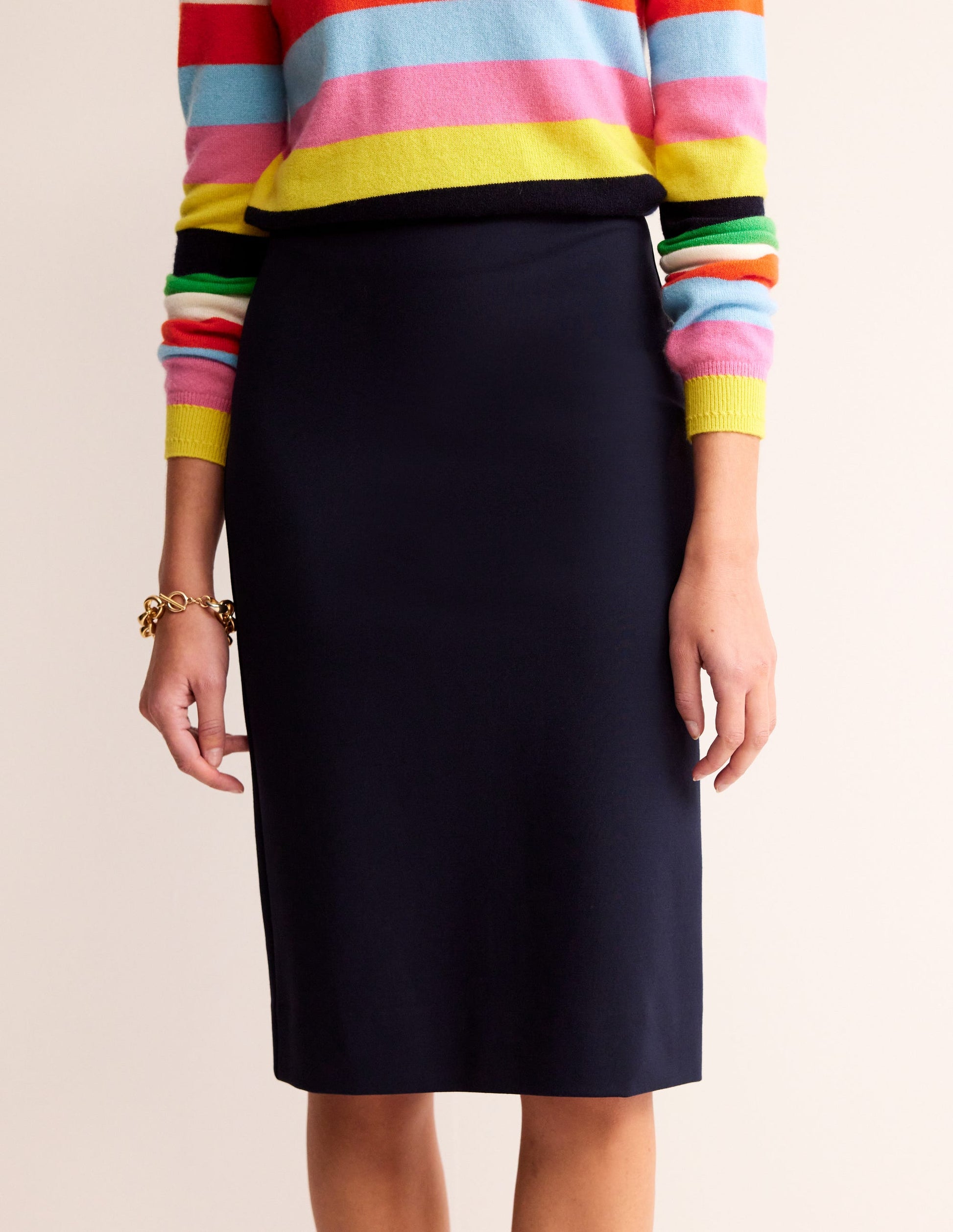 Hampshire Ponte Skirt-Navy-4