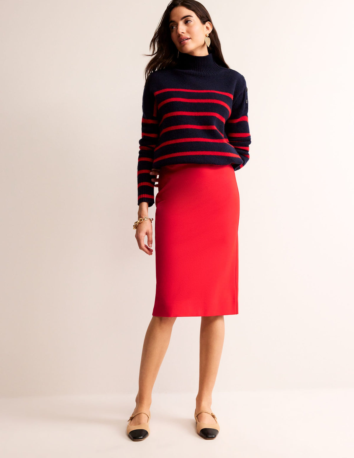 Hampshire Ponte Skirt-Hot Pepper - Image 1