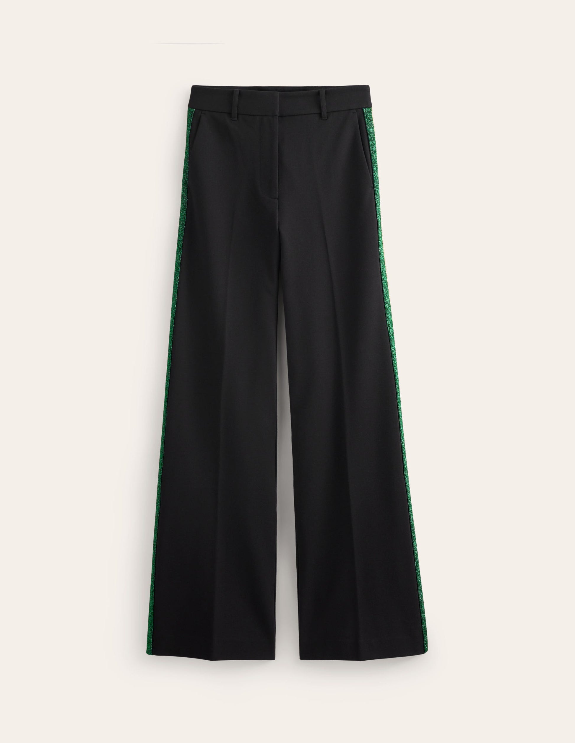 Westbourne Ponte Trousers-Black with Metallic Stripe-5