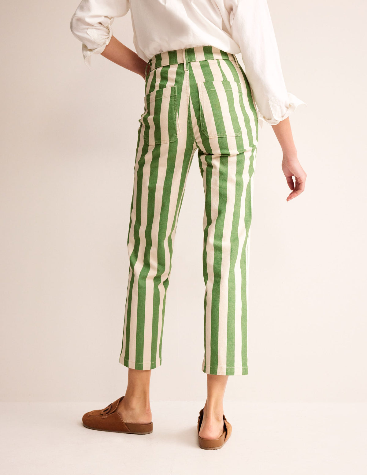 Striped Straight Jeans-Green & Ivory Stripe-3