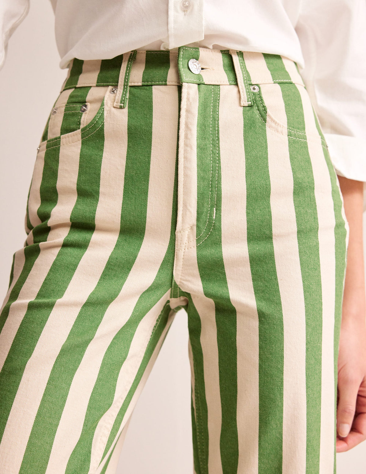Striped Straight Jeans-Green & Ivory Stripe - Image 5