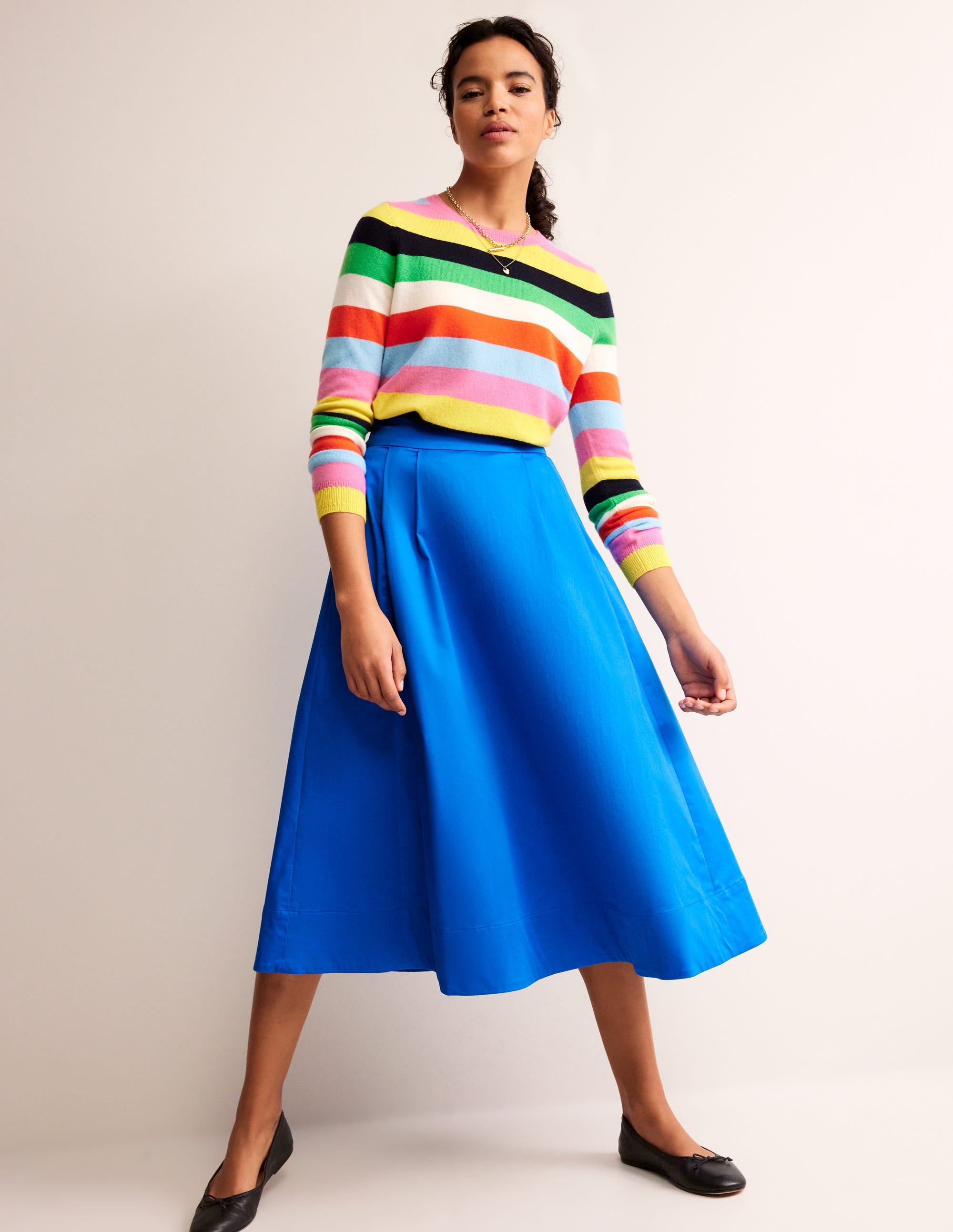 Isabella Cotton Sateen Skirt-Brilliant Blue - Image 1