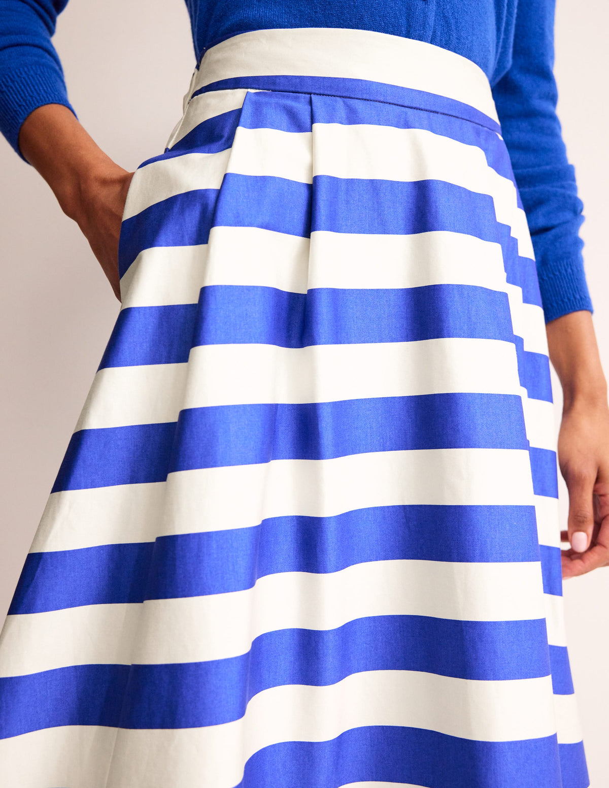 Isabella Cotton Sateen Skirt-Surf The Web and Ivory Stripe - Image 2