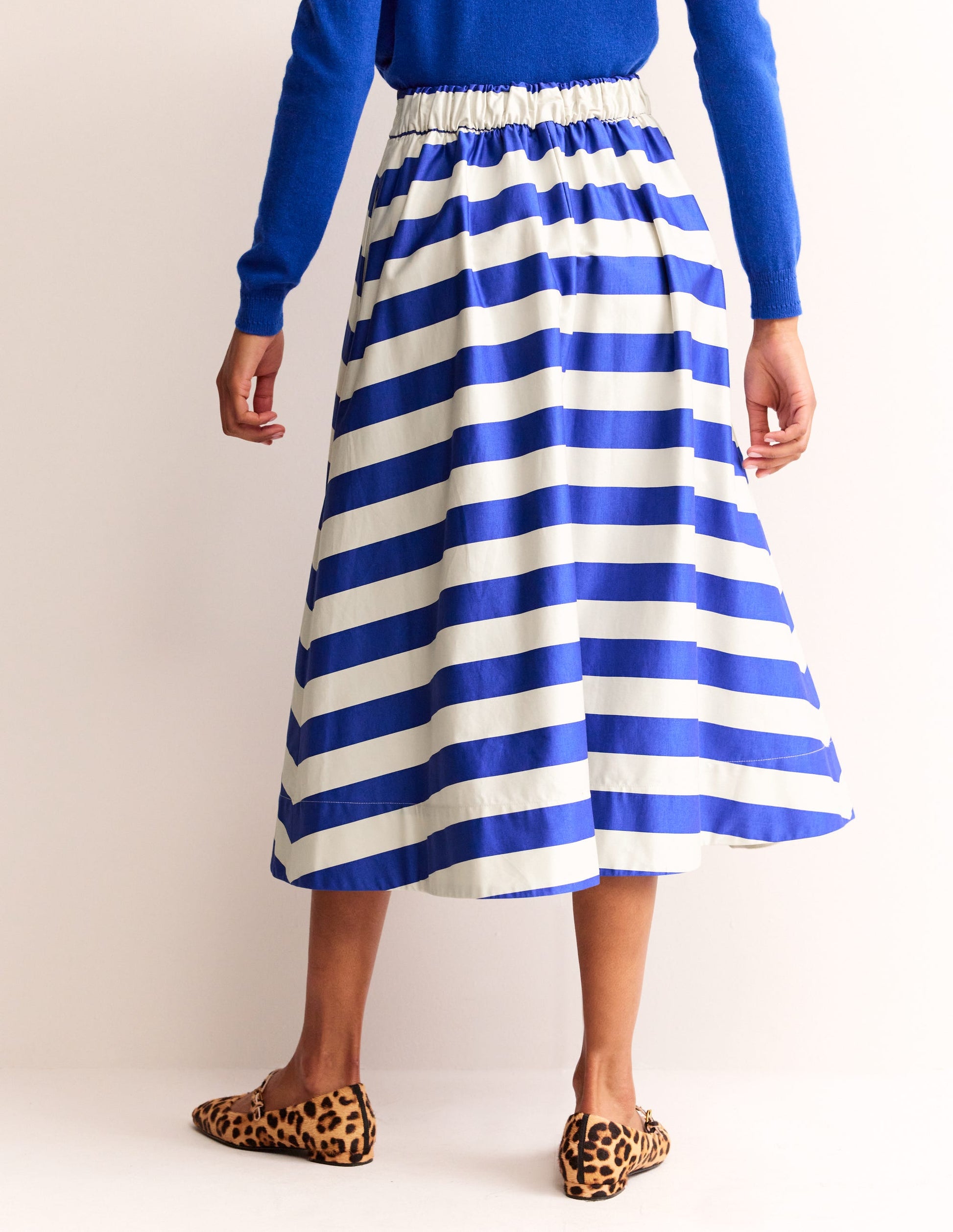 Isabella Cotton Sateen Skirt-Surf The Web and Ivory Stripe-3