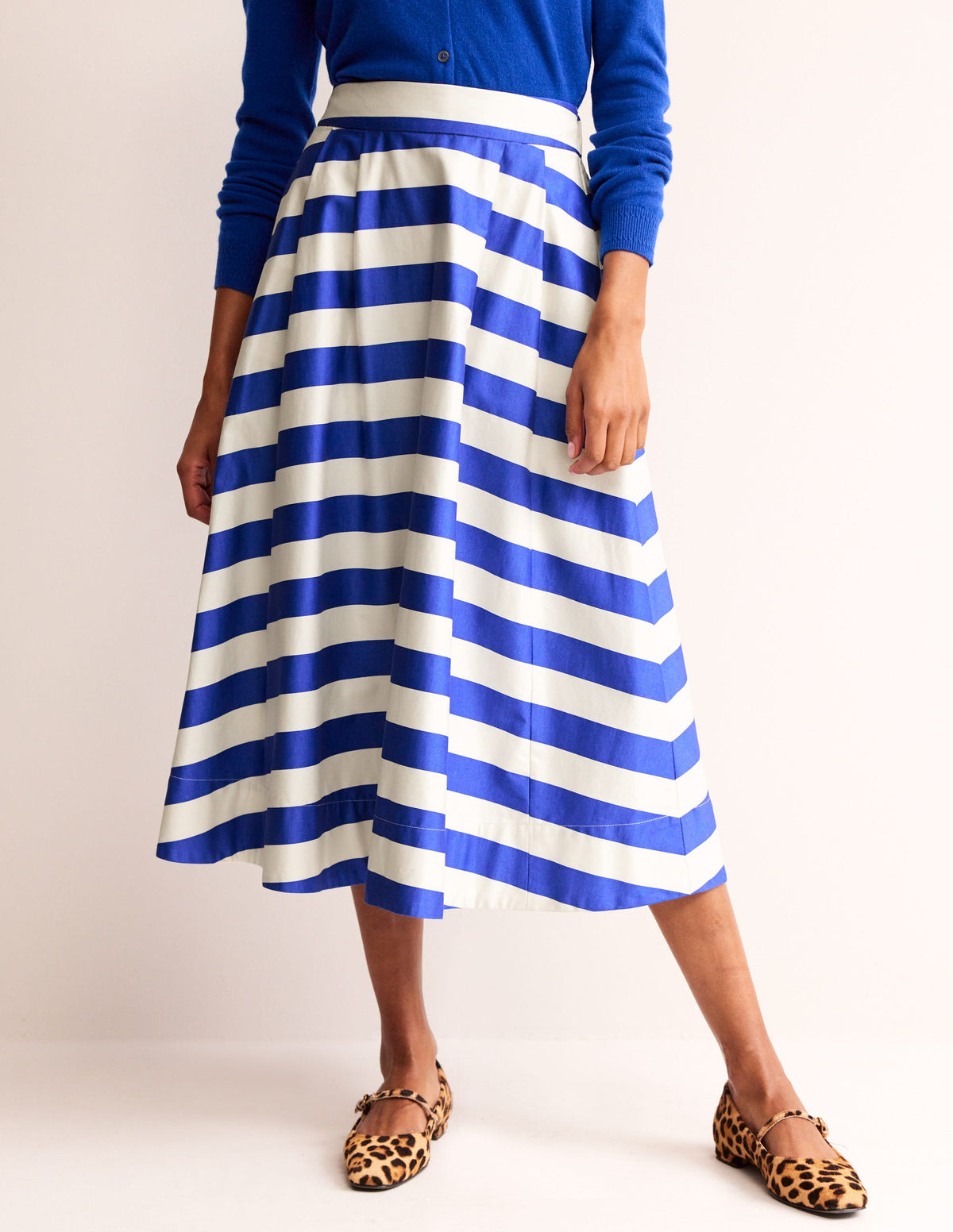 Isabella Cotton Sateen Skirt-Surf The Web and Ivory Stripe-4