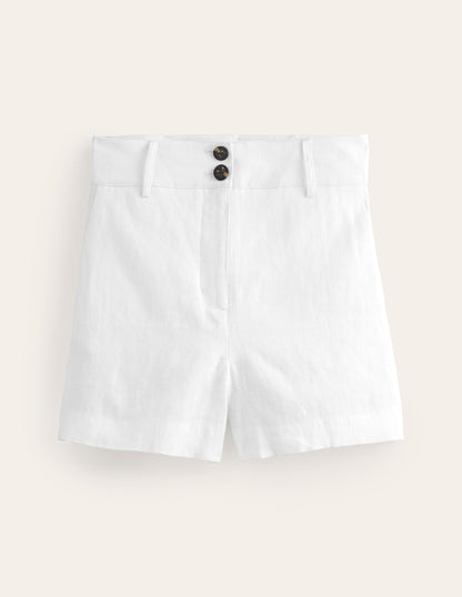 Westbourne Linen Shorts-White-6