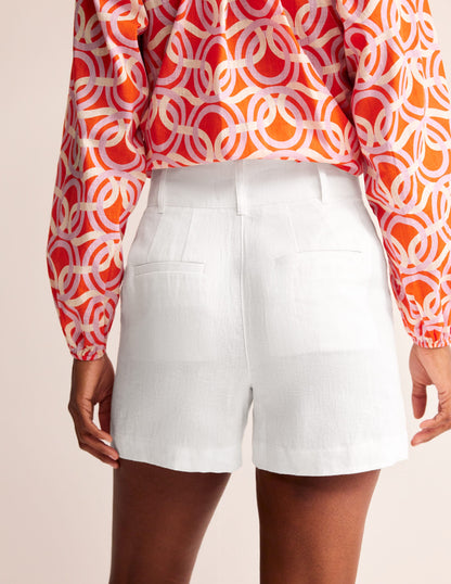 Westbourne Linen Shorts-White-3