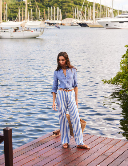 Westbourne Linen Trousers-Stripe-5