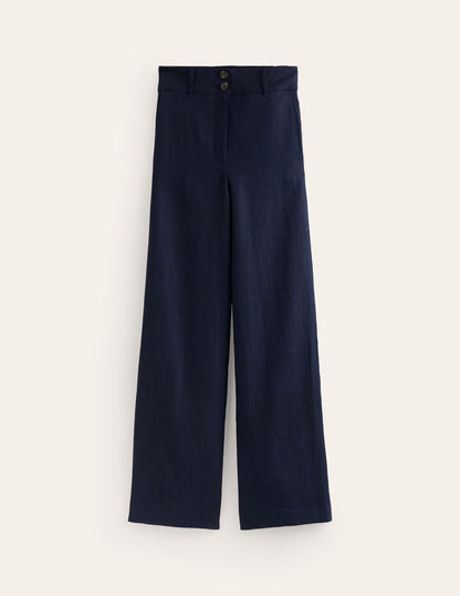 Westbourne Linen Trousers-Navy-5