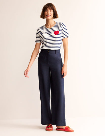 Westbourne Linen Trousers-Navy-1
