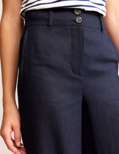 Westbourne Linen Trousers-Navy-2