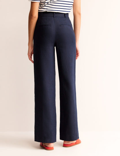 Westbourne Linen Trousers-Navy-3