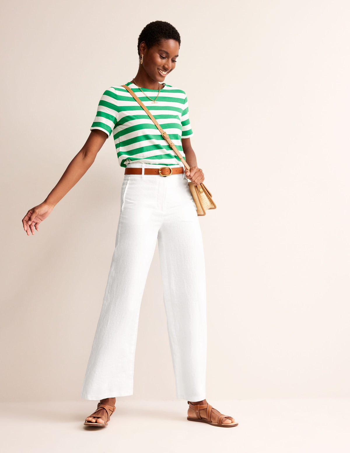 Westbourne Linen Trousers-White - Image 1