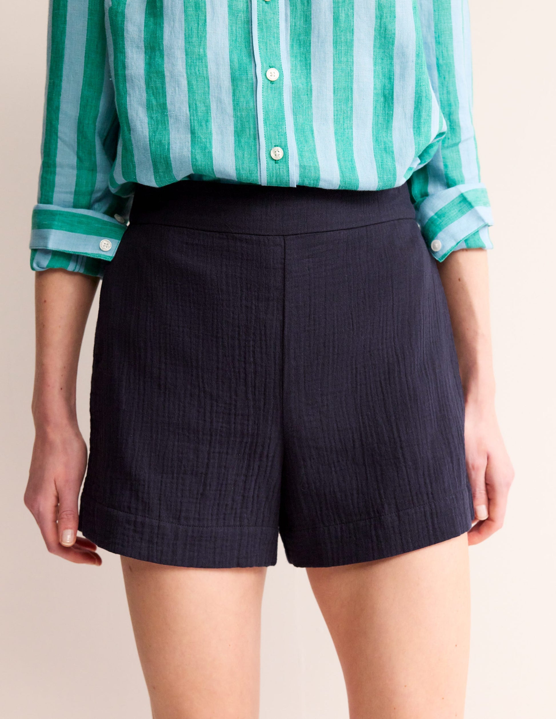 Double Cloth Shorts-Navy-4