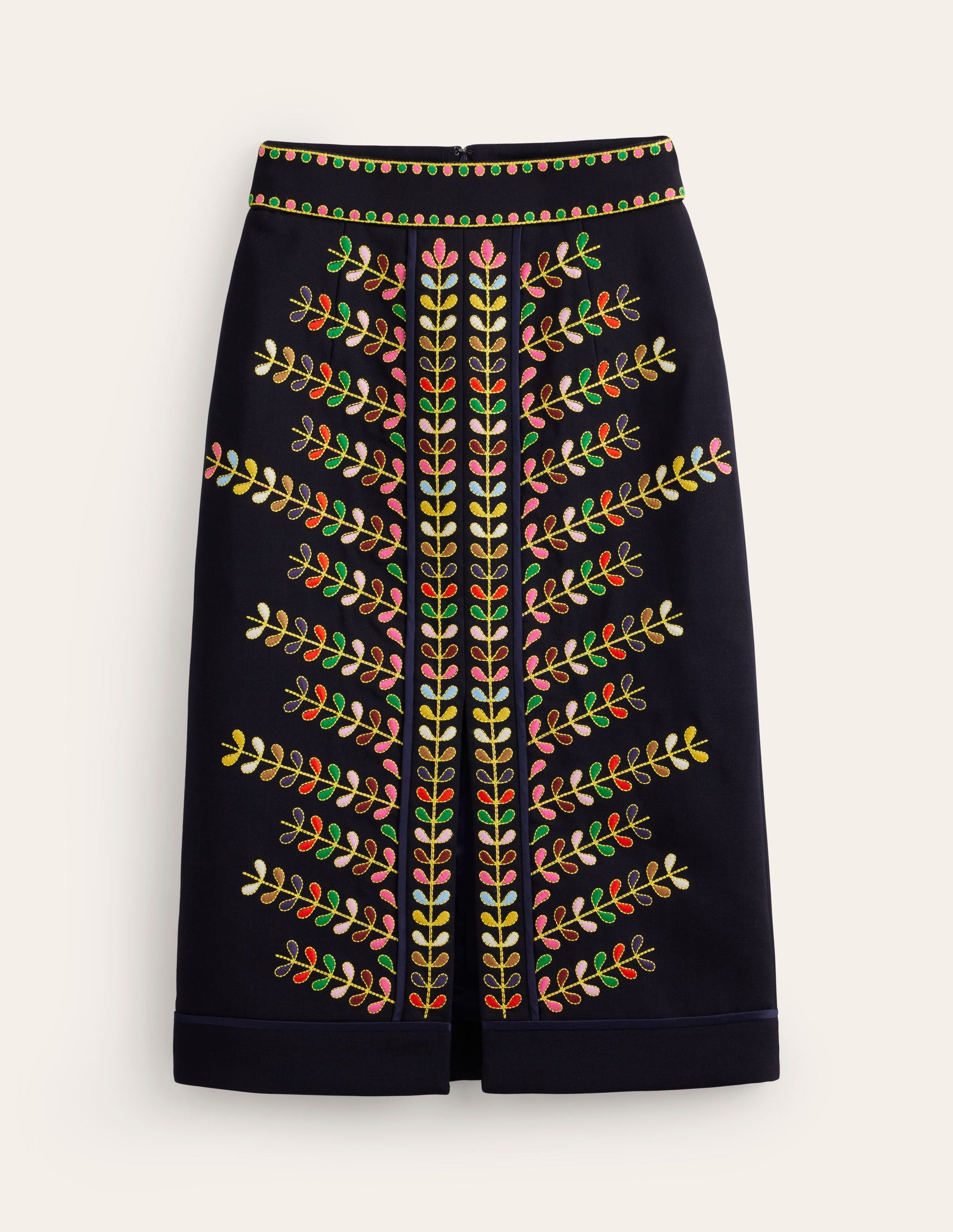 Embroidered Icon Skirt-Navy-8