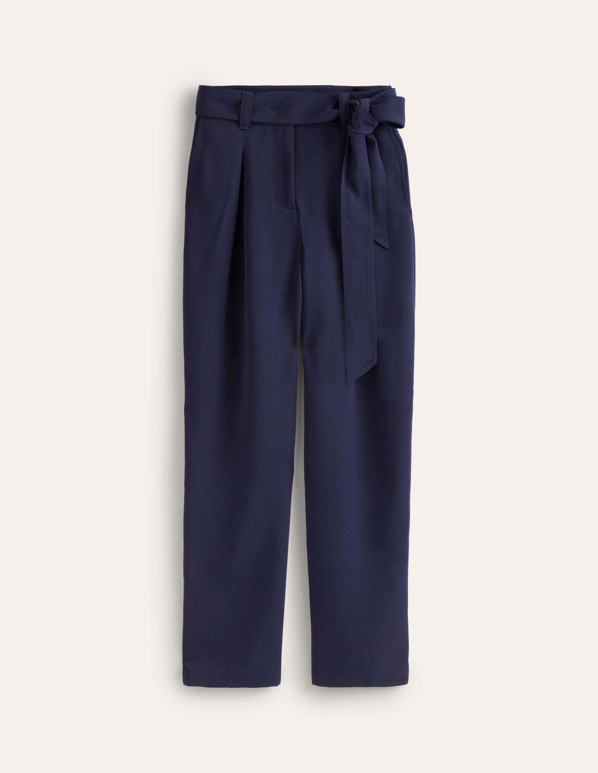 Tapered Tie Waist Trousers-French Navy-5