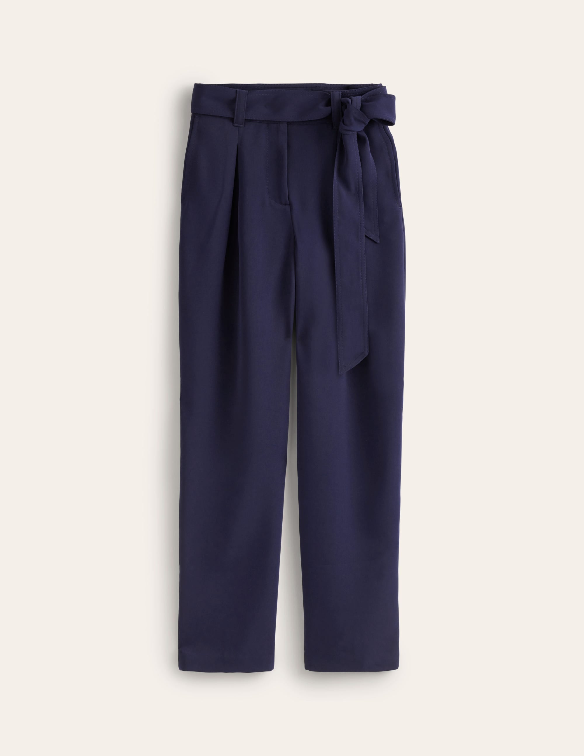 Tapered Tie Waist Trousers-French Navy - Image 5