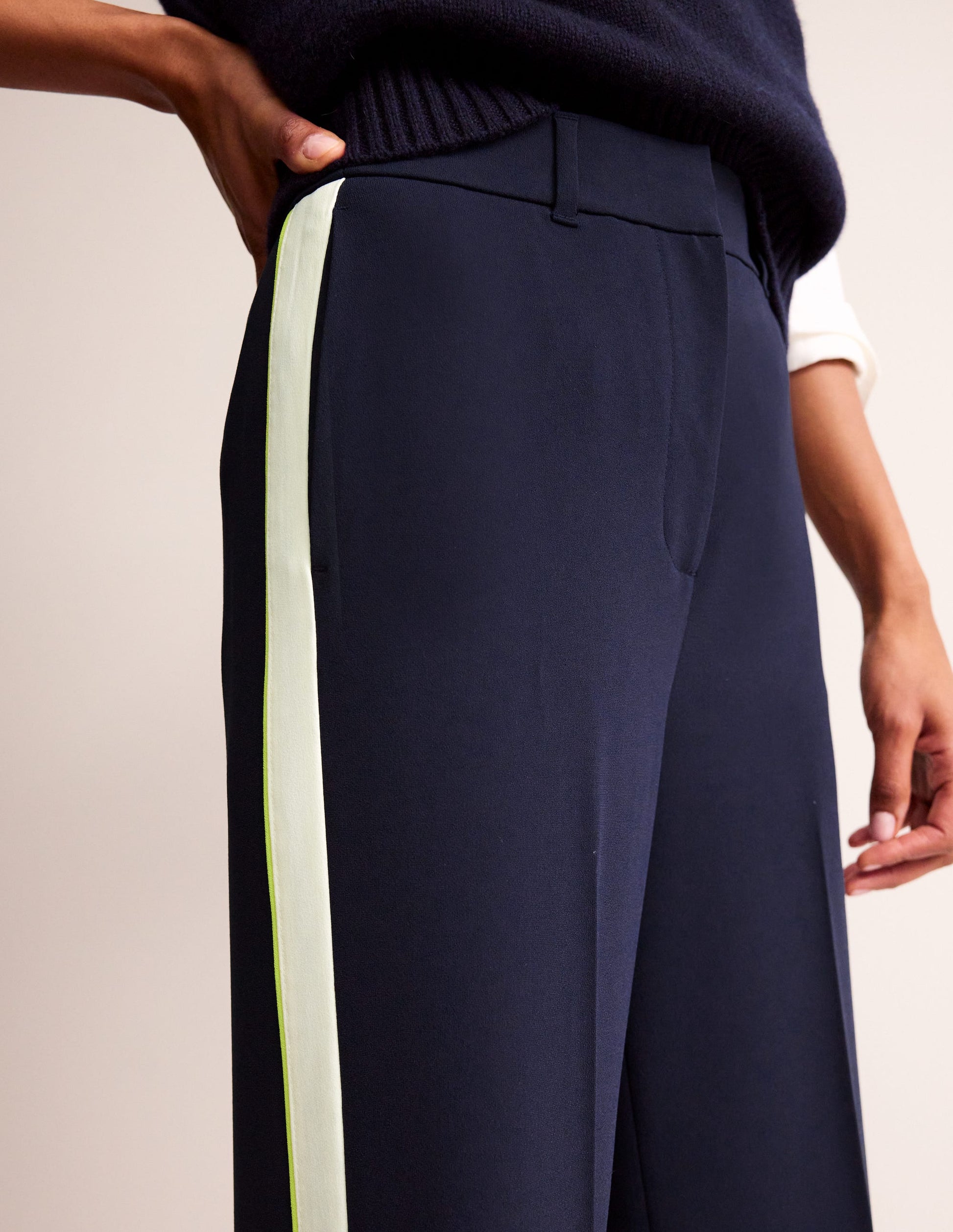 Westbourne Fluid Trousers-Navy Side Stripe-2