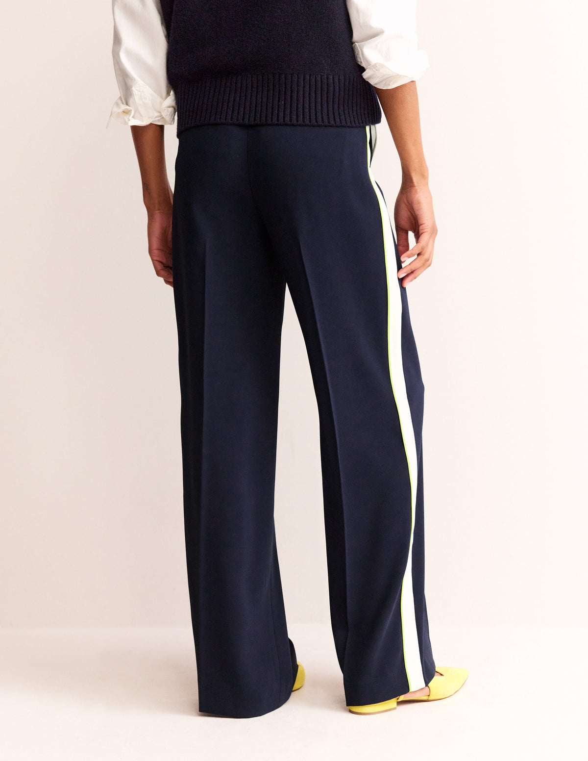 Westbourne Fluid Trousers-Navy Side Stripe - Image 3