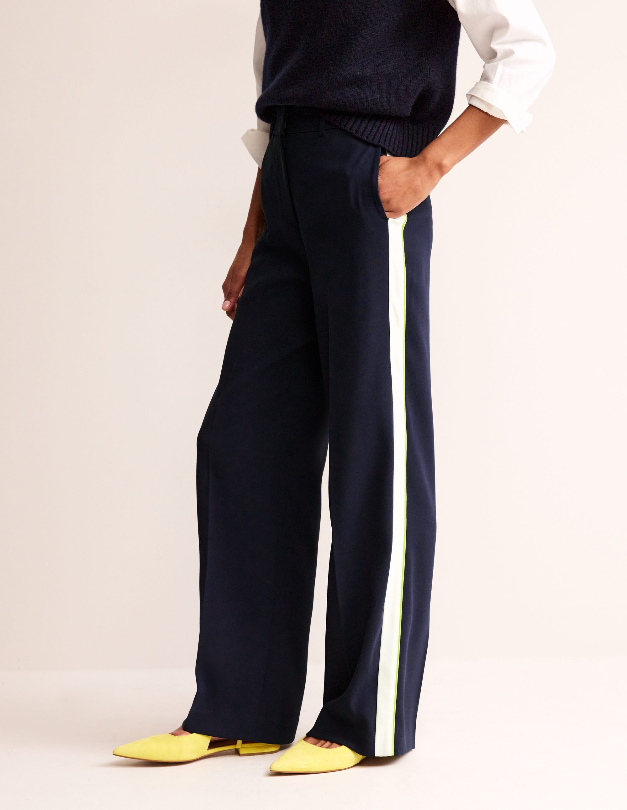 Westbourne Fluid Trousers-Navy Side Stripe - Image 4