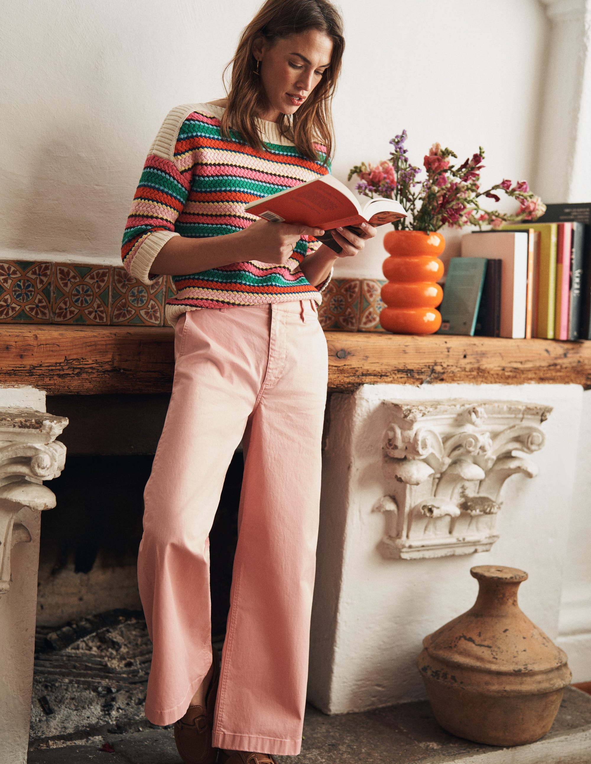 BARNSBURY WIDE LEG CHINO-Blush - Image 5